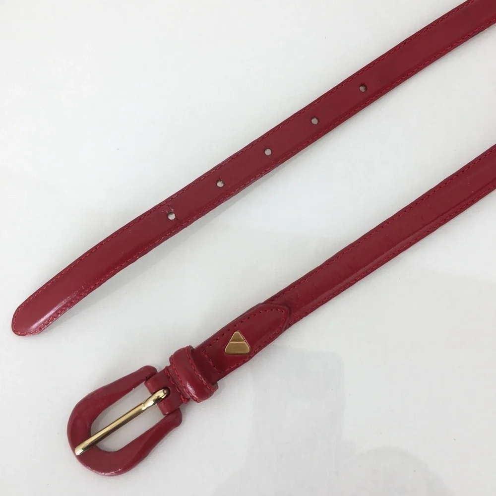 Vintage Liz Claiborne Thin Leather Belt Red VTG 80’s 90”s Women’s Size Small
